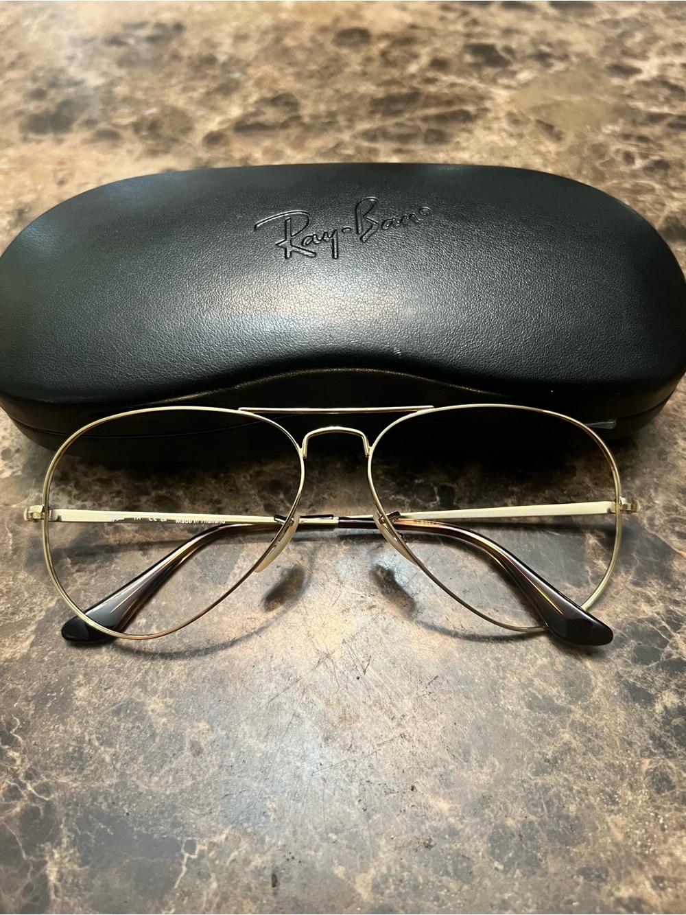 Ray-Ban Gold Metal Aviator Optical Frames with Brown Temple Tips